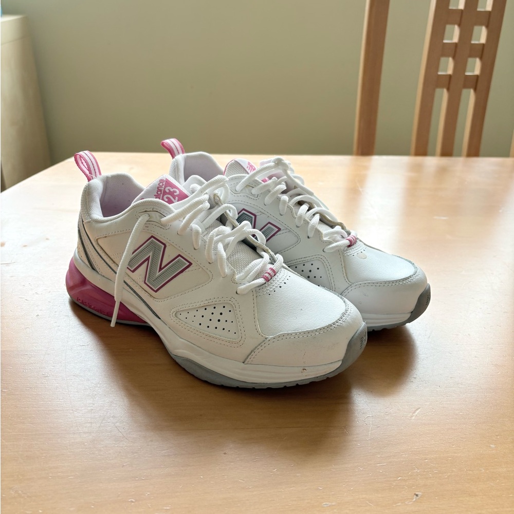 New Balance White and Pink Athletic Shoes